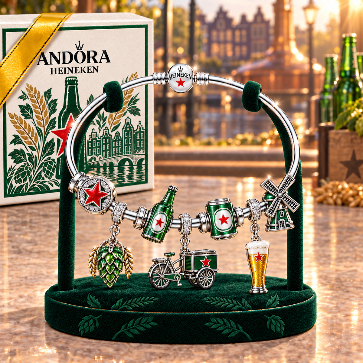 HNK Silver Charm Bracelet Set TMH