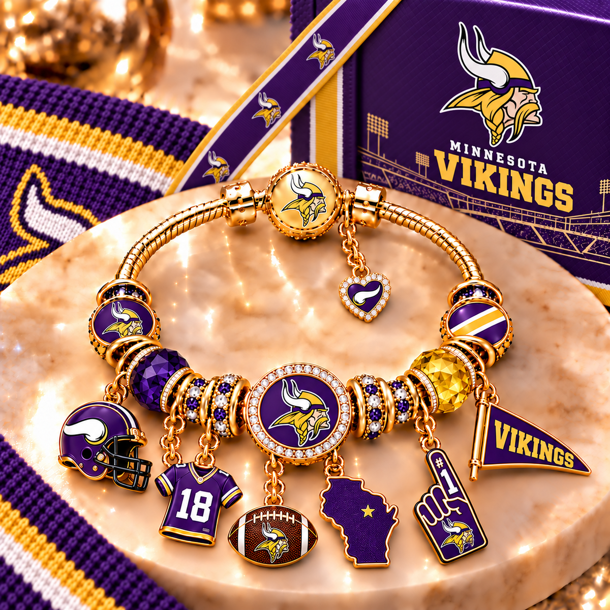 MNV Gold Charm Bracelet Set PNPA